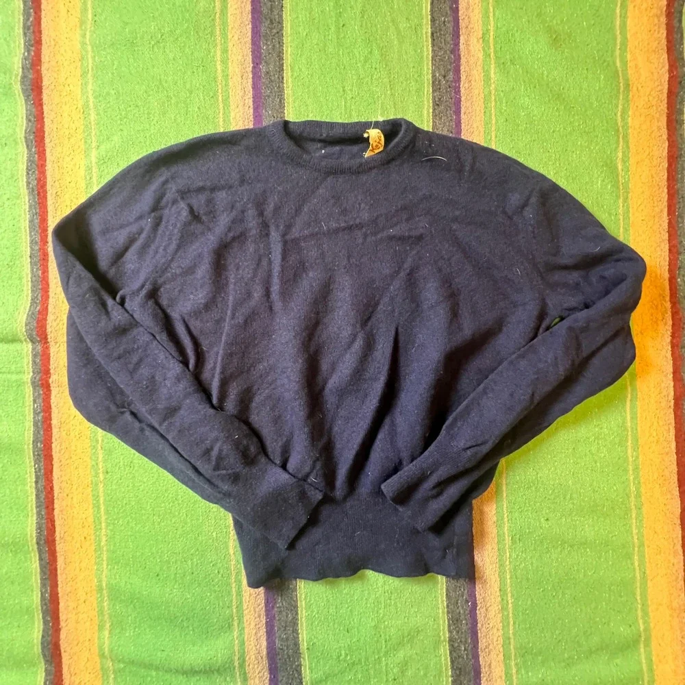 Kejar Sweater Mens XS Navy Blue Vintage Crewneck Knit Classic AV65
